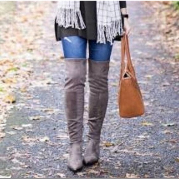 Marc Fisher Yakira Over the Knee Boot Heel Gray Women's Size 8M - Picture 1 of 12